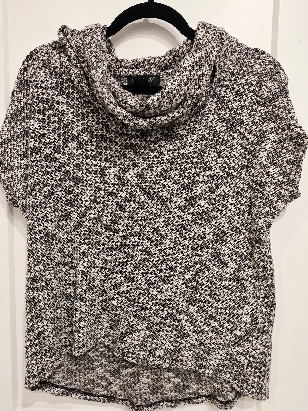 Rachel Zoe Black & White Marled Cowl Neck Sweater